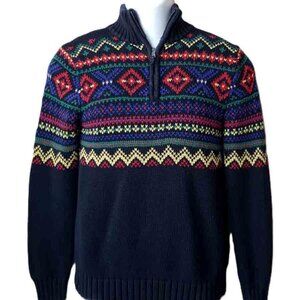 Boy's Polo Ralph Lauren Fair Isle Cotton Quarter Zip Mock Sweater Boy's 14-16